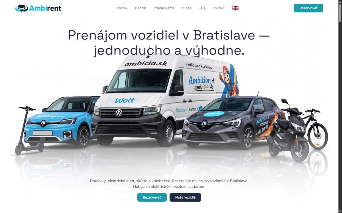 Web Ambirent (ambirent.sk) na počítači