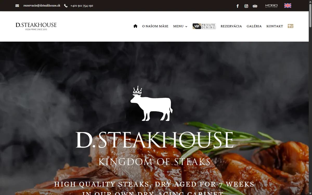 Web D.Steakhouse (dsteakhouse.sk) na počítači