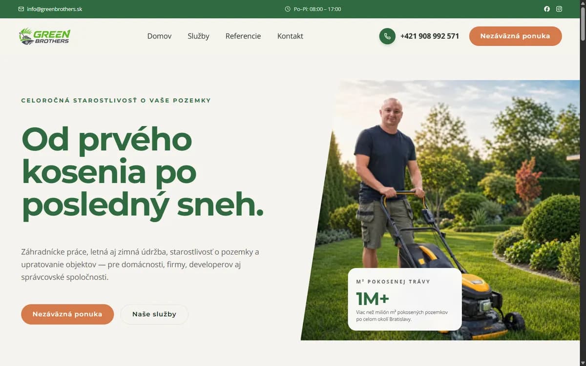Web Green Brothers (greenbrothers.sk) na počítači