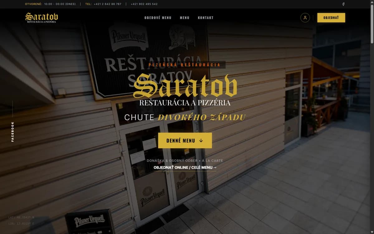 Web restauraciasaratov.sk s online objednávkami